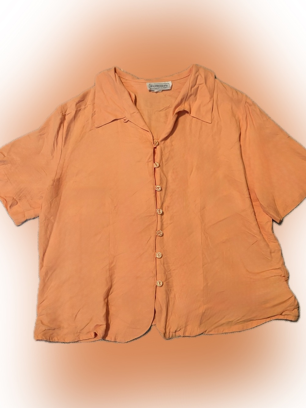 VINTAGE 80s Impressions of California XL Peach Orange Blouse